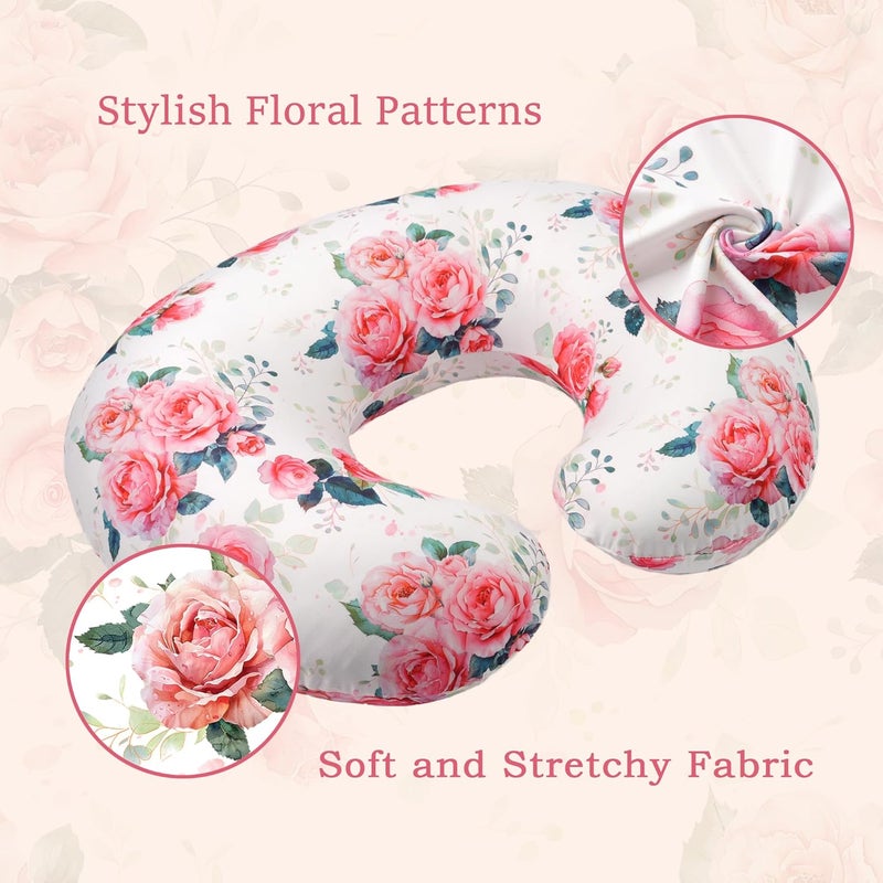 wirein Nursing Pillow Cover, Soft Stretchy Removable Slipcover for Breastfeeding Pillows,Comfortable Nursing Pillow Case for Infant Baby Boys Girls Newborn,Floral - Image 2